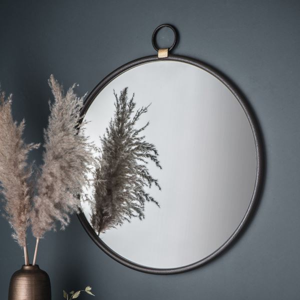 Minimalist Round Mirror - Black